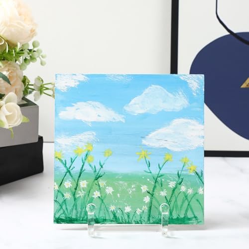 2 Pack 3 Inches Plate Stands for Display Clear Acrylic Square Holder Stand Picture Frame Holder Easel for Book, alternate