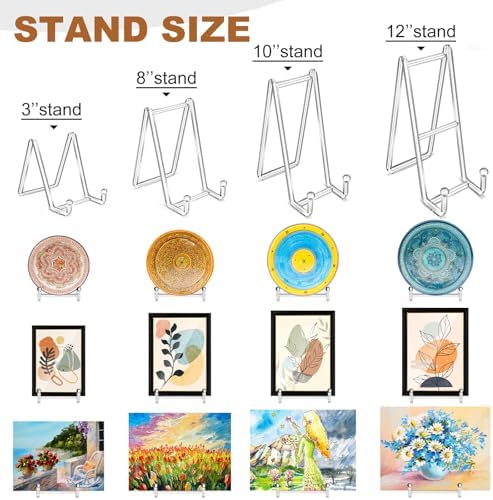 2 Pack 3 Inches Plate Stands for Display Clear Acrylic Square Holder Stand Picture Frame Holder Easel for Book, alternate