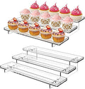 2 Pack 3 Tier Acrylic Display Risers, Perfume Organizer, Cupcake Stand in clear