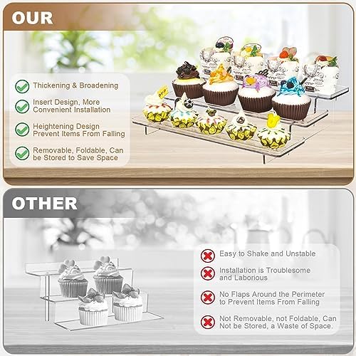 2 Pack 3 Tier Acrylic Display Risers, Perfume Organizer, Cupcake Stand in clear, alternate view 4