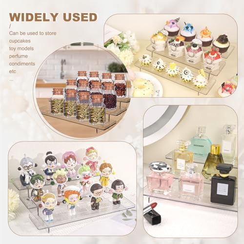 2 Pack 3 Tier Acrylic Display Risers, Perfume Organizer, Cupcake Stand in clear, alternate view 6