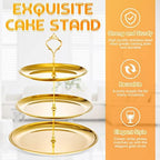 2 Pack 3 Tier Cupcake Stand Serving Tray Metal, Gold in Gold, alternate view 5
