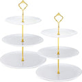 2 Pack 3 Tier Cupcake Stand Serving Tray Metal, White in White