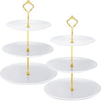 2 Pack 3 Tier Cupcake Stand Serving Tray Metal, White in White