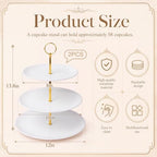 2 Pack 3 Tier Cupcake Stand, White Melamine Tiered Serving Tray in White, alternate view 2