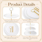 2 Pack 3 Tier Cupcake Stand, White Melamine Tiered Serving Tray in White, alternate view 3