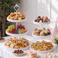 2 Pack 3 Tier Cupcake Stand, Wooden White Rustic Tiered Treat Stand in White