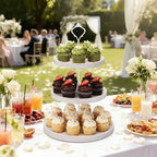 2 Pack 3 Tier Cupcake Stand, Wooden White Rustic Tiered Treat Stand in White, alternate view 5