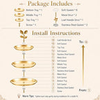 2 Pack 3 Tier Gold Cupcake Stand, Tiered Serving Tray in Gold, alternate view 6
