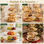 2 Pack 3 Tier Gold Cupcake Stand, Tiered Serving Tray in Gold, alternate view 7
