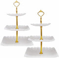 2 Pack 3 Tier Plastic Dessert Cupcake Stand Cupcake Tower Stand White Cupcake Holder Tiered Serving Trays for