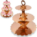 2 Pack 3 Tier Rose Gold Cupcake Stand for 24 Cupcakes, Cardboard Cake Tower for Parties and Celebrations in Rose