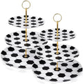 2 Pack 3 Tier Soccer Cupcake Stand 12" 10" 8" Black and White Melamine Tiered Serving Tray with Metal Stand