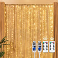 2 Pack 300 LED Fairy Curtain Lights, 9.8ft x 9.8ft String Lights in Warm White