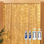 2 Pack 300 LED Fairy Curtain Lights, 9.8ft x 9.8ft String Lights in Warm White