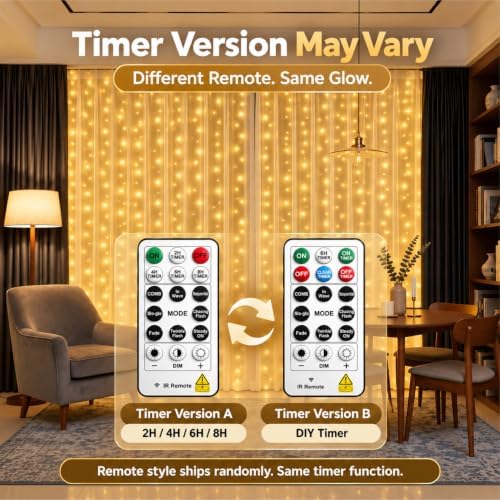 2 Pack 300LED Fairy Curtain Lights, 9.8x9.8Ft USB, Remote in 9.8x9.8Ft, alternate view 2