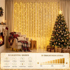 2 Pack 300LED Fairy Curtain Lights, 9.8x9.8Ft USB, Remote in 9.8x9.8Ft, alternate view 3