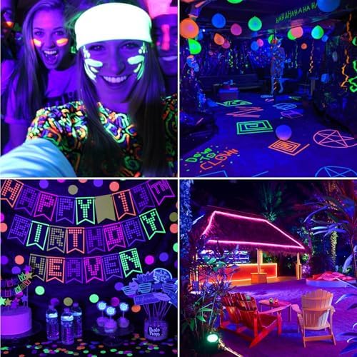 2 Pack 300W Black Lights, Blacklight Flood Light with Plug and Switch, for Glow Party, Black Light Party, alternate view 7
