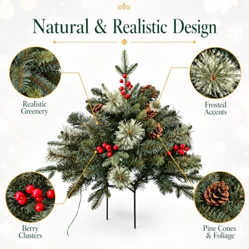2 Pack 30IN Artificial Christmas Urn Filler for Outdoor Decorations, alternate view 3