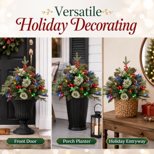 2 Pack 30IN Artificial Christmas Urn Filler for Outdoor Decorations, alternate view 5
