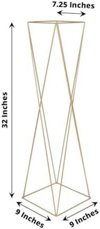2 Pack | 32" Gold Geometric Crisscross Metal Frame Centerpieces, Open Column Pedestal Flower Stands in Type 5, alternate view