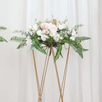 2 Pack | 32" Gold Geometric Crisscross Metal Frame Centerpieces, Open Column Pedestal Flower Stands in Type 5, alternate view
