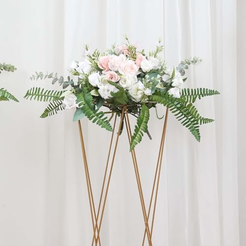 2 Pack | 32" Gold Geometric Crisscross Metal Frame Centerpieces, Open Column Pedestal Flower Stands in Type 5, alternate view
