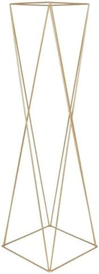 2 Pack | 32" Gold Geometric Crisscross Metal Frame Centerpieces, Open Column Pedestal Flower Stands in Type 5, alternate view