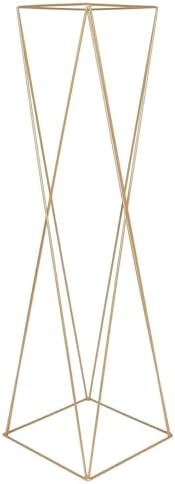 2 Pack | 32" Gold Geometric Crisscross Metal Frame Centerpieces, Open Column Pedestal Flower Stands in Type 5, alternate view
