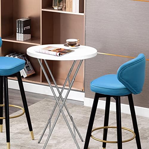 2 Pack 32 in Folding Cocktail Tables, Round, White in White, alternate view 5