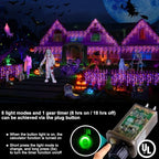 2 Pack 33FT 400 LED Orange Purple Halloween Lights Outdoor Decor, alternate view 4
