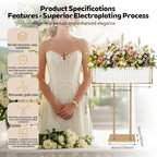 2-Pack 35.43" H Tall Gold Crystal Stand Flowers Vases for Weddings, Elegant Wedding Centerpieces for Tables, alternate view 4