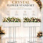 2-Pack 35.43" H Tall SliverCrystal Stand Flowers Vases for Weddings, Elegant Wedding Centerpieces for Tables, alternate view