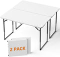 2 Pack 4 FT Folding Table with Adjustable Height, Heavy Duty Fold in Half Utility Table, Portable Plastic Picnic