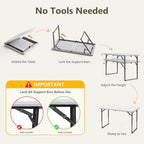 2 Pack 4 FT Folding Table with Adjustable Height, Heavy Duty Fold in Half Utility Table, Portable Plastic Picnic, alternate