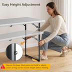 2 Pack 4 FT Folding Table with Adjustable Height, Heavy Duty Fold in Half Utility Table, Portable Plastic Picnic, alternate