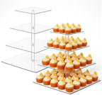 2 Pack 4 Tier Acrylic Cupcake Stand, Square Cupcake Tower for 52 Cupcakes, Clear Dessert Display Stand Set for