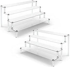 2 Pack 4 Tier Clear Acrylic Display Risers Stand Shelf in clear