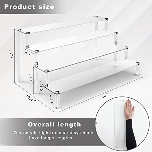2 Pack 4 Tier Clear Acrylic Display Risers Stand Shelf in clear, alternate view 2