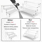2 Pack 4 Tier Clear Acrylic Display Risers Stand Shelf in clear, alternate view 3