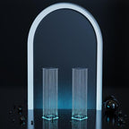2-Pack 48” Clear Acrylic LED Wedding Pillars with Remote Lights, Crystal Bead Pedestal Stands for Ceremonies