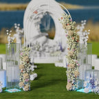 2-Pack 48” Clear Acrylic LED Wedding Pillars with Remote Lights, Crystal Bead Pedestal Stands for Ceremonies, alternate view
