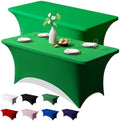 2 Pack 4FT Green Spandex Table Cloth 48 x 30 Inch in 48 x 30 Inch