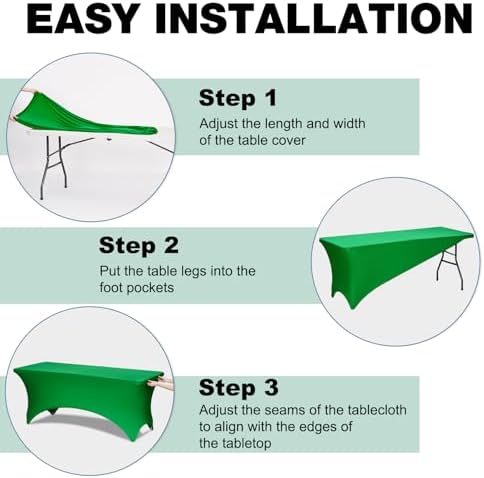 2 Pack 4FT Green Spandex Table Cloth 48 x 30 Inch in 48 x 30 Inch, alternate view 5