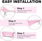 2 Pack 4FT Pink Spandex Table Cloth 48 x 30 Inch in 48 x 30 Inch, alternate view 5