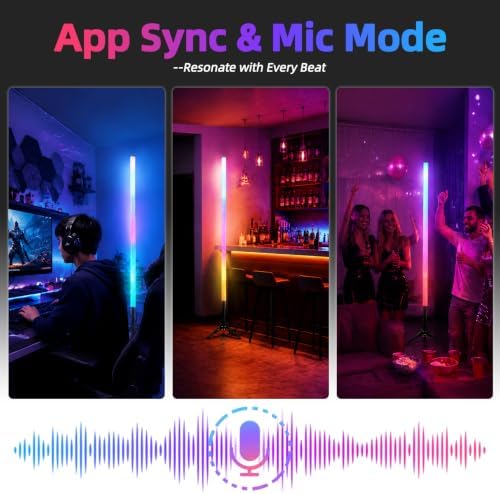 2 Pack 4ft RGB LED Light Bar 5200mAh Rechargeable Battery Powered Tube Light Stand APP Control Party, DJ, Disco, alternate
