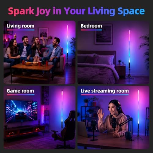 2 Pack 4ft RGB LED Light Bar 5200mAh Rechargeable Battery Powered Tube Light Stand APP Control Party, DJ, Disco, alternate