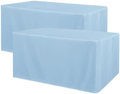 2 Pack 4ft Tablecloths for Rectangle Tables, Dusty Blue in 4FT | 2 Pack in Dusty Blue