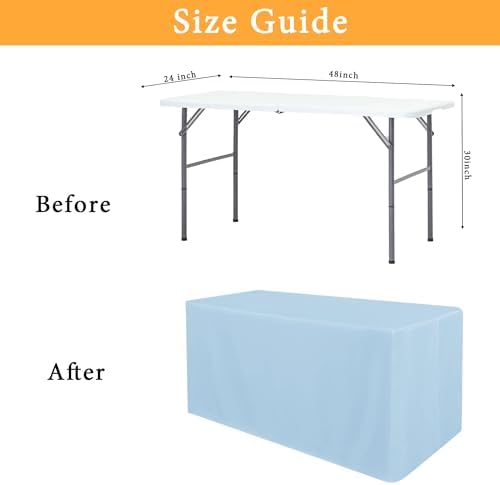 2 Pack 4ft Tablecloths for Rectangle Tables, Dusty Blue in 4FT | 2 Pack in Dusty Blue, alternate view 3