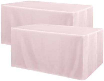 2 Pack 4ft Tablecloths for Rectangle Tables, Dusty Pink in 4FT | 2 Pack in Dusty Pink